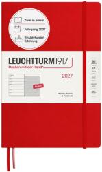 Leuchtturm1917 calendar săptămânal 2027 Compoziție (B5) cu caiet, cu linii - planificator de întâlniri engleză, cireș, cartonat, 178 x 254 mm, ianuarie-decembrie 2027, prezentare săptămânală în stânga + pagina de no