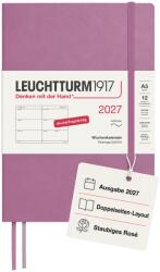 Leuchtturm1917 Calendar săptămânal 2027 Mediu (A5) - German, Dusty Rose, Softcover, 145 x 210 mm, 12 luni - ianuarie-decembrie 2027, 1 săptămână pe pagină dublă, hârtie de 80 g/m2 cu compatibilitate ridicată cu cern