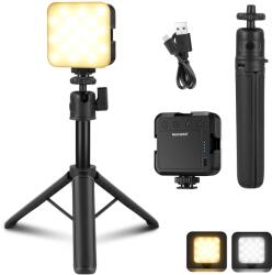 NEEWER Lumină video cu LED-uri NEEWER pentru cameră cu trepied de masă, iluminare de studio cu panou mic reglabil, portabil în două tonuri 3200K-5600K, CRI 97+, 8 scene, baterie reîncărcabilă de 2000 mAh pen