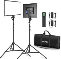 NEEWER Set panou de lumină video LED NEEWER de 18 inchi, lumină în flux cu 2 piese 45 W reglabil în două tonuri, cu telecomandă și suport pentru lumină, lumină video moale 3200K-5600K CRI 97+ 4800Lux pentru 