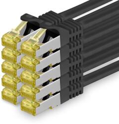1aTTack. de Cablu de rețea Cat. 7 3, 0 m negru pachet de 10 cablu Ethernet Cat7 Cablu de rețea LAN cablu brut 10 Gb s SFTP PIMF LSZH set cablu patch cu mufă Rj 45 Cat. 6a - 4251073617084
