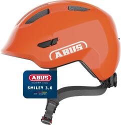 ABUS Cască pentru copii ABUS Smiley 3.0 - cască de bicicletă cu o potrivire adâncă, design prietenos pentru copii și spațiu pentru o împletitură - pentru fete și băieți - portocaliu strălucitor, mărime M -