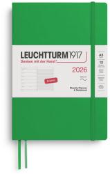 Leuchtturm1917 372678 Calendar săptămânal și caiet mediu (A5) 2026, copertă moale, frunză de primăvară, engleză (372678)