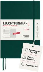 Leuchtturm1917 Calendar săptămânal 2027 Compoziție (B5) cu caiet - Planificator de întâlniri german, Verde pădure, ianuarie-decembrie 2027, Prezentare generală săptămânală în stânga + Pagina de note în dreapta - 400