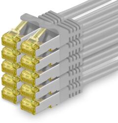 1aTTack. de Cablu de rețea Cat. 7 2m Gri Pachet de 10 Cablu Ethernet Cat7 Cablu LAN de rețea Cablu brut 10 Gb s SFTP PIMF LSZH Set Cablu de corecție cu mufă Rj 45 Cat. 6a - 4251073616926