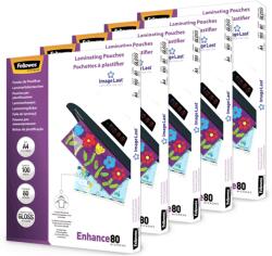Fellowes Folii de laminare A4, lucioase, folii de laminare cu 80 mic pe pagină, cu ajutor de orientare ImageLast, pentru laminare la cald, pachet economic cu 500 de folii de laminare de înaltă calitate (5 pach