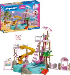 Playmobil | Barbie | Parc acvatic | Aventuri de vară cu Barbie Nikki și Daisy | Parc acvatic mare care poate fi umplut cu apă reală. tobogane & piscina | Visele de vară din Malibu pentru copiii de la 4 ani în s