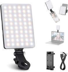 NEEWER Lumină pentru selfie cu clips de bază compatibilă cu iPhone, lumină video LED reîncărcabilă de 2000 mAh cu clemă pentru telefon mobil pentru cameră web computer, laptop, conferințe video cu zoom, foto