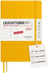 Leuchtturm1917 Calendar săptămânal 2027 Mediu (A5) - Germană, Floarea-soarelui, Hardcover, 145 x 210 mm, 12 luni - ianuarie-decembrie 2027, 1 săptămână pe pagină dublă, hârtie de 80 g/m2 cu compatibilitate ridicată 