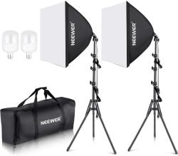 NEEWER Set de iluminat NEEWER softbox, echivalent cu 700W, pachet de 2 becuri LED 5700K, softbox 24 x 24 inch cu soclu E27, set de lumini continuu pentru fotografie, echipament de studio foto - Neewer (10086