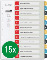 Leitz Registrul Leitz de scriere pe computer în format A4, pachet de 15, 1-12, robust, multicolor, serie confortabilă, 12480000 - 12480000-15 (12480000-15)