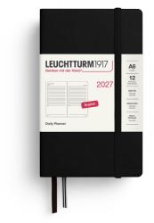 Leuchtturm1917 Calendar zilnic 2027 de buzunar (A6) - engleză, negru, 90 x 150 mm, ianuarie-decembrie (12 luni), 1 pagină pe zi, grilă orară 7: 00-22: 00, copertă cartonată, hârtie de 80 g/m2 - 400331 (400331)