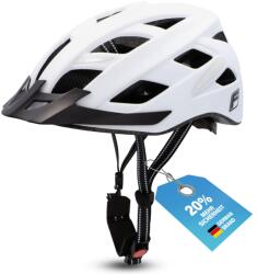 Fischer Casca de bicicleta pentru adulti FISCHER, casca de ciclism, casca de oras Urban Plus Atlanta, S/M, 52-59cm, alb, cu lumina spate LED integrata - 50630