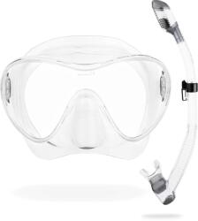 CRESSI Mască de scufundare Cressi F1 - lentilă de sticlă fără ceață, ochelari de scufundări - margine ergonomică din silicon, mască snorkel - set snorkel și snorkel uscat - transparent - set combinat - YDS28