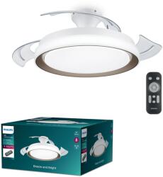 Philips Ventilator de tavan Philips Atlas cu palete retractabile și iluminare LED, 3 palete, diametru 106 cm, 3 niveluri de iluminare, lumină albă reglabilă, ultra-silențios, model 2024, auriu - 8720169279124