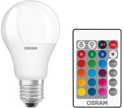 OSRAM STAR+ RGBW LED Lampă cu soclu E27, culori RGB schimbabile prin telecomandă, 9W, formă clasică de bec, înlocuitor pentru becuri incandescente de 60W, mat, lampi LED Retrofit RGBW cu telecomandă, set de