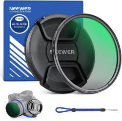 NEEWER Filtru CPL de 77mm cu capac pentru obiectiv, filtru polarizator circular cu multiple straturi, nanocoat, din sticlă optică HD pentru obiectivele de cameră, filtru polarizator care reduce reflexiile și