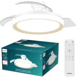 Philips Ventilator de tavan Philips Bliss cu lumină LED și palete retractabile, 3 palete, anvergură 106 cm, 4.500 lumeni, lumină reglabilă (de la 3.000 K la 6.500 K), reglabil până la 5%, incl. telecomandă, a
