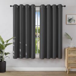 Joydeco Perdele opace Joydeco cu ocheți, set de 2, Î 175 x L 140 cm, perdea blackout, perdea termică gri, protecție împotriva căldurii, perdea cu inele pentru dormitor, sufragerie - EJ21001-DGR-175-V (EJ21001