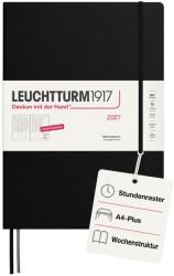 Leuchtturm1917 planificator săptămânal 2027 A4+ (Master) - germană, negru, 315 x 225 mm, ianuarie-decembrie (12 luni), prezentare generală săptămânală cu grilă orară 7: 00-22: 00 per coloană, copertă cartonată, hârt