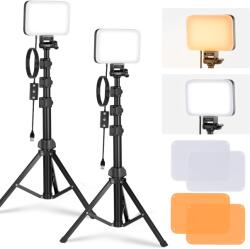 NEEWER BASICS Set de iluminat pentru panou cu lumini video LED, pachet de 2 lumini de studio portabile bicolore reglabile cu filtre suport, 3200K~5600K CRI 95 750Lux, lumina foto pentru inregistrarea video i