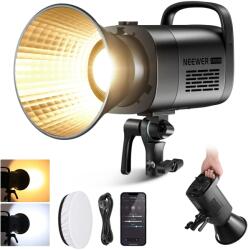 NEEWER Lumină video LED NEEWER CB120B 120W cu control APP 2.4G, COB, bicolor, 2700K - 6500K, 78000 lux la 1m/mod CCT/CRI97/12 scene/montură Bowens, lumină continuă pentru fotografie de studio/înregistrări vi