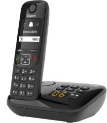 Gigaset AS690A - Telefon DECT fără fir cu robot telefonic - afișaj mare, cu contrast ridicat - profile de sunet reglabile - funcție hands-free - protecție apel, negru [versiunea germană] (AS690A)