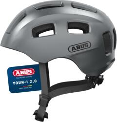 ABUS Casca de bicicleta ABUS Youn-I 2.0 - cu lumina pentru copii, adolescenti si adulti tineri - pentru fete si baieti - argintiu, marimea S - 40157