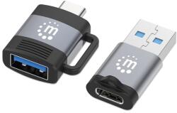 Manhattan Adaptor de cablu Manhattan - 2 tipuri: adaptor USB-C la USB-A și adaptor USB-A la USB-C, 3A, aluminiu 356329 (356329)