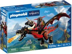 Playmobil | Cavaleri | Dragonul Negru | Dragon de foc mare cu funcție de tragere și cavaler | Jucărie dragon pentru copii de la 4 ani în sus | 72114 (72114) Figurina