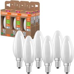 OSRAM Energy Class LED-Lampă în formă clasică de mini lumânare, 2.2 W / 470 lm, EEK A, lumină albă rece (4000 K), CRI 80, din sticlă mată fără plumb, soclu E14, IP20, 35 mm DM, 6-Pack - 4099854255649