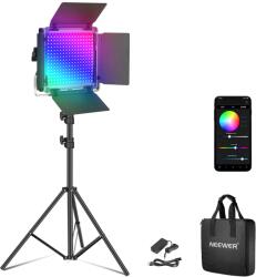 NEEWER Lumină video de studio LED RGB îmbunătățită cu trepied, control aplicație 50W 7000Lx CRI97+ 3200-5600K Set de lumini cu panou reglabil pentru streaming de jocuri, înregistrări YouTube, fotografie, RGB