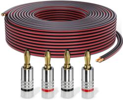 PureLink Cablu difuzor PureLink OFC 2x2, 50mm2 (0, 20mm), 10, 0m, negru cu caracteristică roșie, set cu 4 mufe banane - SE-SP062-010-B04 (SE-SP062-010-B04)