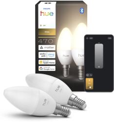Philips Smart LED-Leuchtmittel, B39, E14, 2er Pack, Lumină albă caldă 2.700 K, 470 lm, Dimmabil redus, Alexa, Google Home, Apple Home - 929004295902 (09966200)