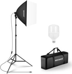 NEEWER Set de iluminat softbox echivalent NEEWER 350 W, bec LED 5700 K, cutie soft pentru studio foto de 24 x 24 inch cu priză E27, set de iluminare continuă pentru fotografie, echipament de studio foto, NK3