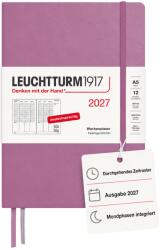 Leuchtturm1917 Planificator săptămânal 2027 Mediu (A5) - Germană, Dusty Rose, 210 x 145 mm, ianuarie-decembrie (12 luni), prezentare generală săptămânală cu grilă orară 7: 00 a. m. - 22: 00 p. m. pe coloană, copertă