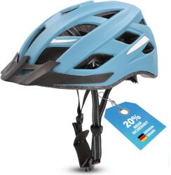Fischer Cască de bicicletă FISCHER pentru adulți, cască de ciclism, cască de oraș Urban Plus Chicago, L/XL, 58-61 cm, albastru, cu lumină spate LED integrată - 50634: FISCHER (50634:FISCHER)