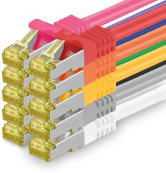 1aTTack. de Cablu de rețea Cat. 7 2m 10 culori 10 bucăți Cablu Ethernet Cat7 Rețea cablu LAN cablu brut 10 Gb s SFTP PIMF LSZH set cablu patch cu mufă Rj 45 Cat. 6a - 4251073616995