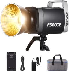 NEEWER 600W LED Studio Videolicht cu control 2, 4G/APP, 87100Lux/1m, 2700K-6500K, lumină continuă bicoloră COB cu CRI95+, 12 scene, montură Bowens, reflector pentru fotografie, înregistrări și streaming, FS6