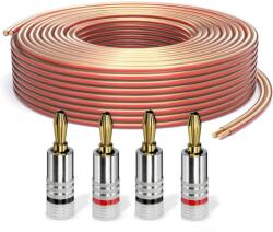 PureLink Cablu difuzor PureLink OFC 2x2, 50mm2, (0, 20mm), 15, 0m, transparent cu caracteristică roșie, set cu 4 mufe banane - SE-SP060-015-B04 (SE-SP060-015-B04)