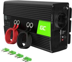 Green Cell 1000W/2000W 12V la 230V Convertor de tensiune pentru mașină pur sinusoidală Convertor invertor cu undă sinusoidală pură Invertor solar Convertor DC AC Convertor curent Încărcător auto rulotă