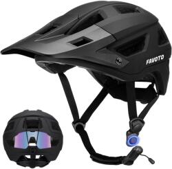 Favoto Casca de ciclism de munte Favoto cu vârf ușoară - Cască MTB cu tehnologie dublă Inmould pentru femei Bărbați Cască de ciclism de drum negru mat L (59-61 cm) Lungime reglabilă - B025