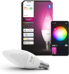 Philips Smart LED-Candelă, B39, E14, 1 bucată, Ambianță Albă și Colorată, Lumină cu Spectru Complet 1.000 K-20.000 K, 500 lm, Extrem de Scăzut Dimmabil, Chromasync, Alexa, Google Home, Apple Home - 9290042953