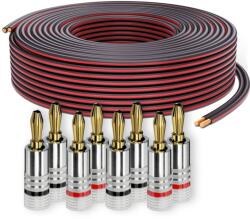 PureLink Cablu difuzor PureLink OFC 2x2, 50mm2 (0, 20mm), 30, 0m, negru cu caracteristică roșie, set cu 8 mufe banane - SE-SP062-030-B08 (SE-SP062-030-B08)