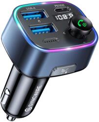 SYNCWIRE Transmițător FM Syncwire Auto Bluetooth 5.4 48W (PD 36W și 12W) Adaptor Bluetooth pentru mașină cu [Comutator de lumină] [Sunet HiFi Bass] [Încărcare rapidă] Încărcător pentru mașină fără mâini Briche