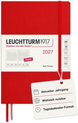 Leuchtturm1917 Calendar zilnic 2027 Medium (A5) - engleză, cireș, 145 x 210 mm, ianuarie-decembrie (12 luni), 1 pagină pe zi, grilă orară 7: 00-22: 00, copertă cartonată, hârtie de 80 g/m2 - 400326 (400326)