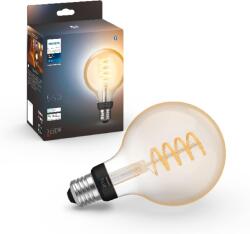 Philips Lampă Philips Hue White E27 cu filament Globe (550 LM), lampă LED reglabilă pentru sistemul de iluminare Hue cu lumină albă caldă, control inteligent al luminii prin voce și aplicație - 929003051901