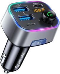 SYNCWIRE FM Transmitter Auto Bluetooth 5.4 48W (PD 36W & 12W) Bluetooth Adapter Auto mit [Lichtschalter] [HiFi-Bass-Sound] [Schnellladen] Freisprecheinrichtung Autoladegerät Zigarettenanzünder, Grau - SW-XC961