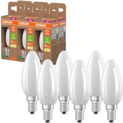 OSRAM Energy Class LED-Lampă în formă clasică de mini lumânare, 3.8 W / 806 lm, EEK A, lumină caldă (2700 K), CRI 80, din sticlă mată fără plumb, soclu E14, IP20, 35 mm DM, 6-Pack - 4099854255724