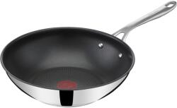 Tefal Tigaie wok Tefal Jamie Oliver Cook's Direct On, 28 cm, înveliș antiaderent durabil, semnal termic, mâner nituit, potrivită pentru inducție, inox, E3041934 (E3041934)